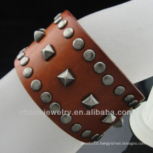 Genuine Leather Wide Triple Strap Cuff Wrap Gothic Wristband Buckle Fastening BGL-007